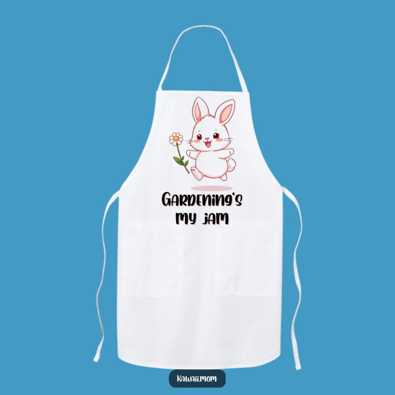 Funny Bunny Flower Hop Apron - Charming Fluffy Character Chef Wear for Kitchen Fun