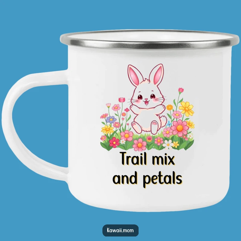 Funny Bunny Flower Hop Camping Mug: Durable Character Cup, Perfect Humorous Gift