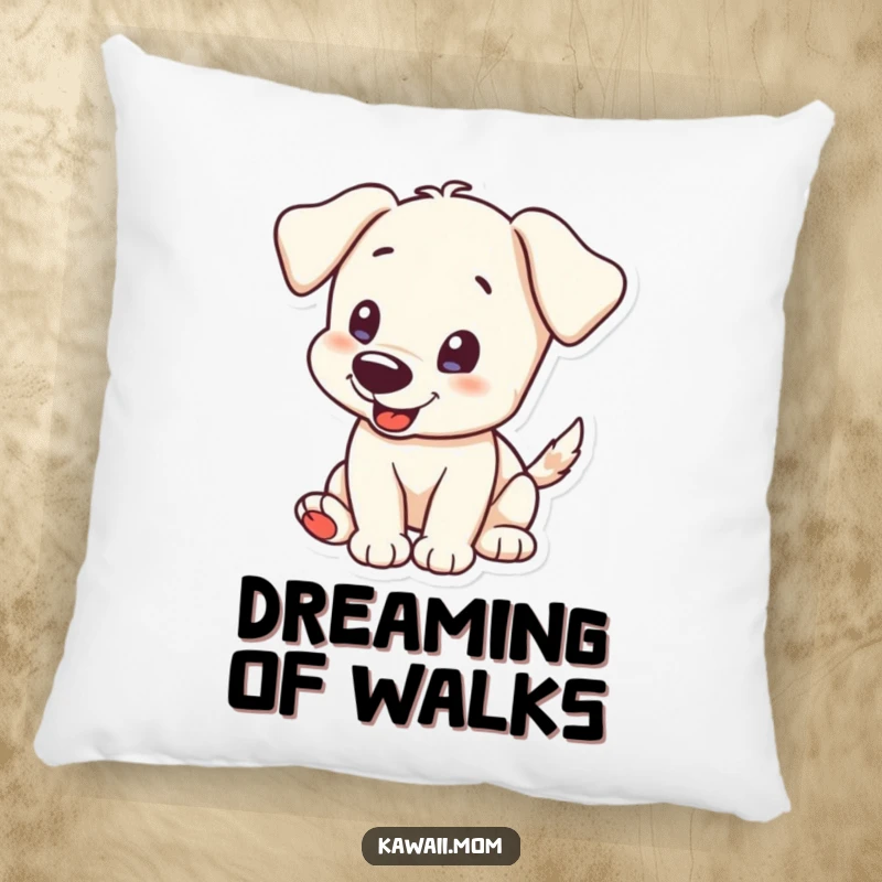Funny Pillow: Soft plush featuring an excited puppy character with its tail wagging joyfully, bringing comfort and cheer.