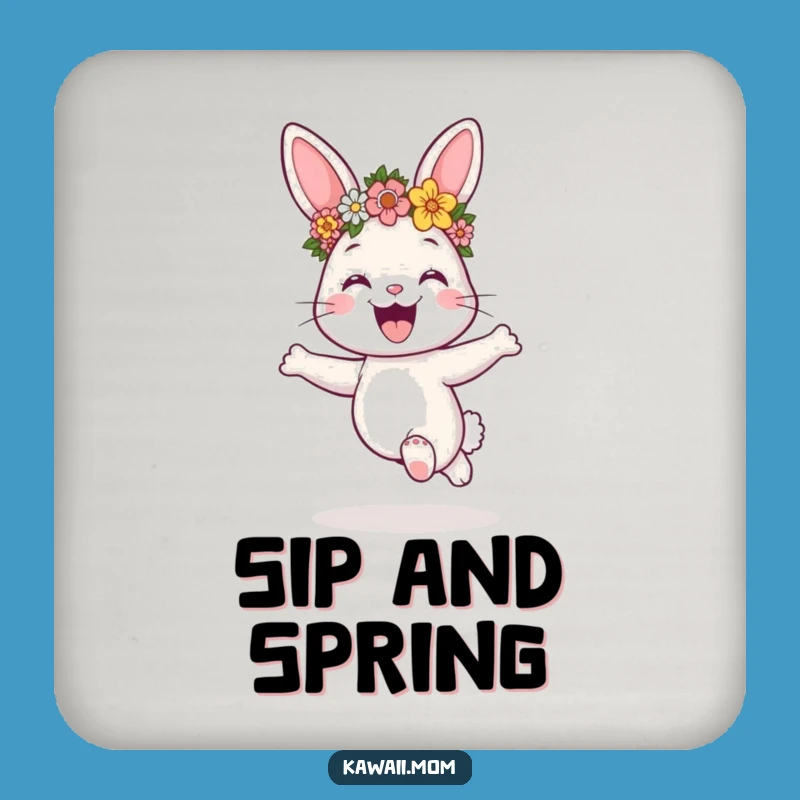 Funny Bunny Flower Crown Coaster - Protect Surfaces with Joyful Hop Gift