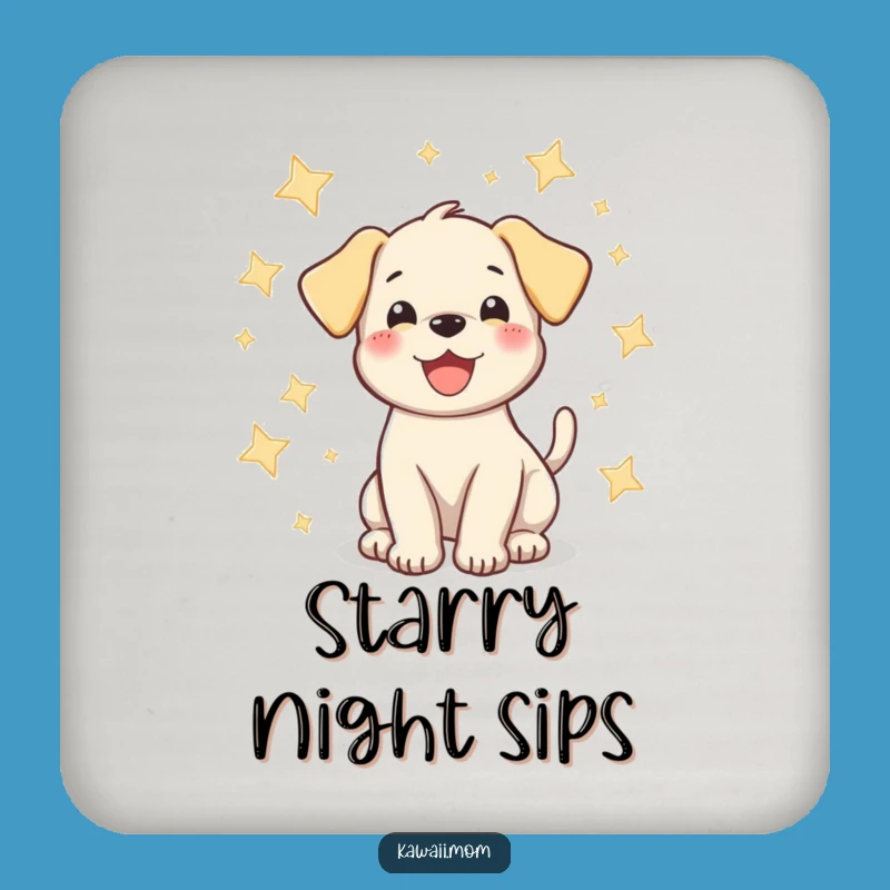 Funny Puppy Star Wag Coaster - Happy Dog Drink Protector for Tables
