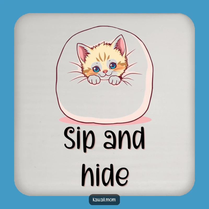 Funny Kitten Cushion Peek Coaster - Playful Cat Drink Protector for Tables