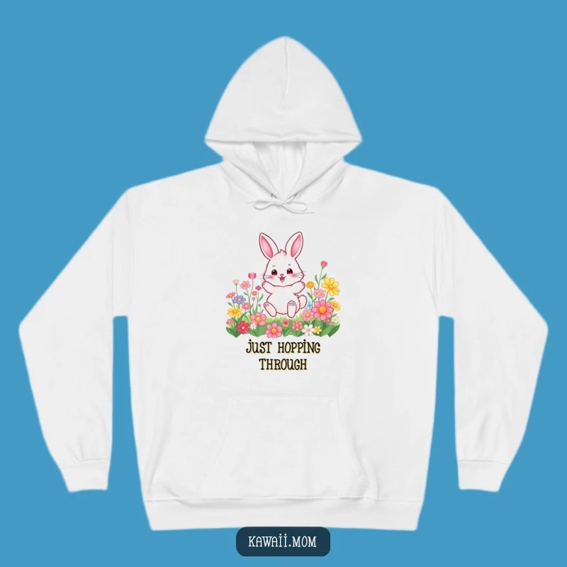 Funny Bunny Flower Hop Hoodie: Cozy Character Comfort & Humorous Gift Idea