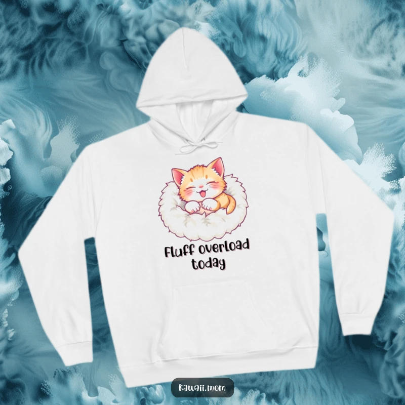 Funny Hoodie: Features a delighted kitten happily rolling over in a soft, fluffy pile, radiating pure comfort and joy.