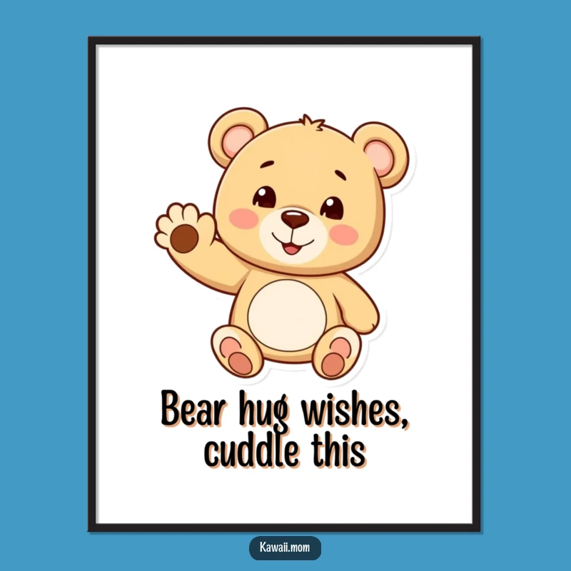 Funny Free Printable Teddy Bear Wall Art: Paw Wave Downloadable Decor