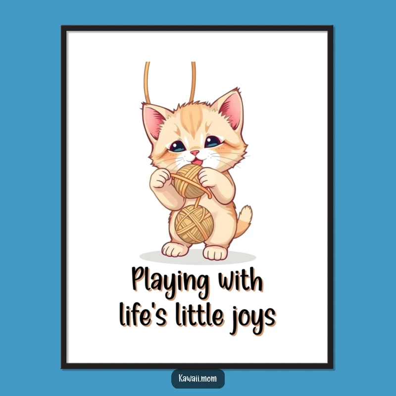 Free Printable Wall Art: Kitten Yarn Ball Fun Funny Downloadable Art