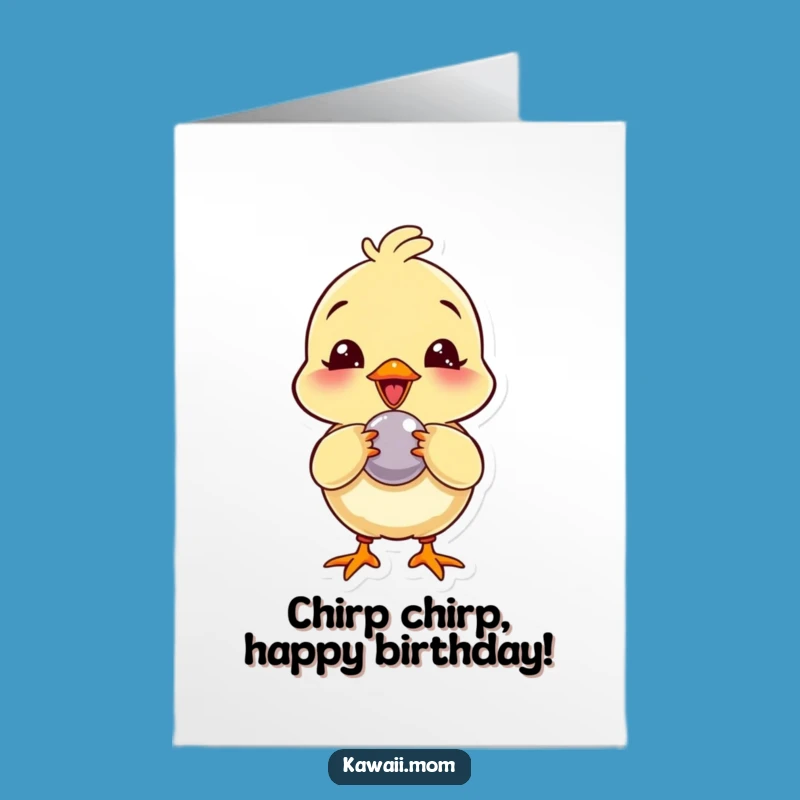 Free Printable Chick Birthday Card: Funny Giggling Button Design for a Cute Downloadable Gift