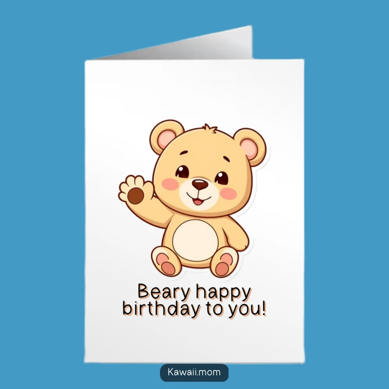 Free Printable Teddy Bear Birthday Card: Paw Wave Surprise Downloadable Gift