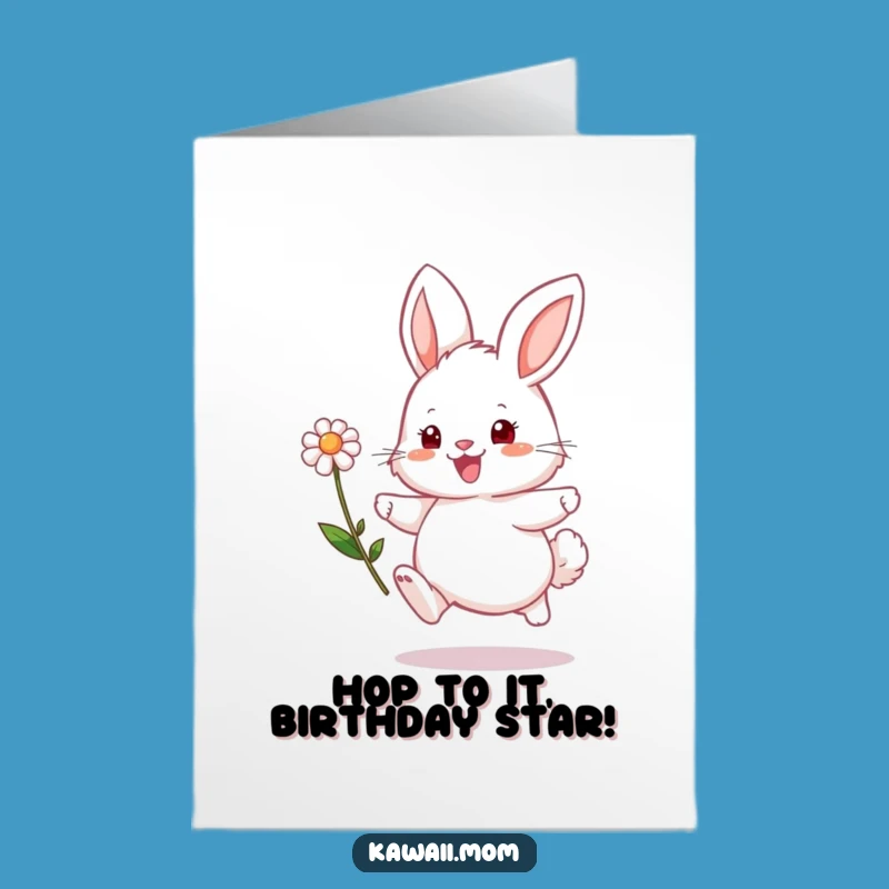 Funny Free Printable Bunny Birthday Card: A Hopping Flower Surprise Downloadable Gift