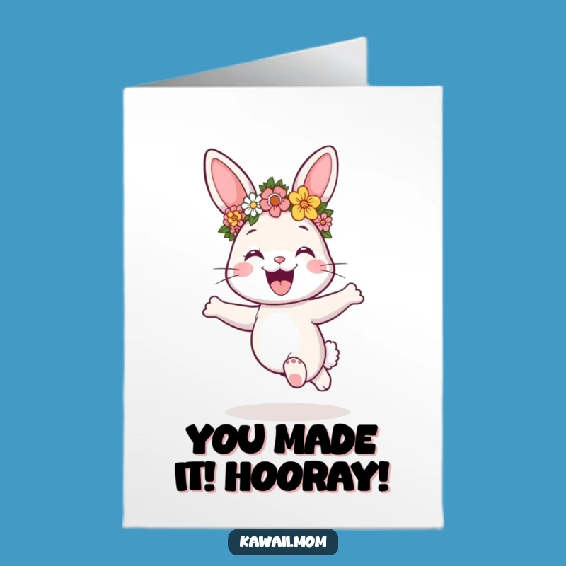 Free Printable Congrats Card: Bunny Flower Crown Hop Funny Downloadable Gift