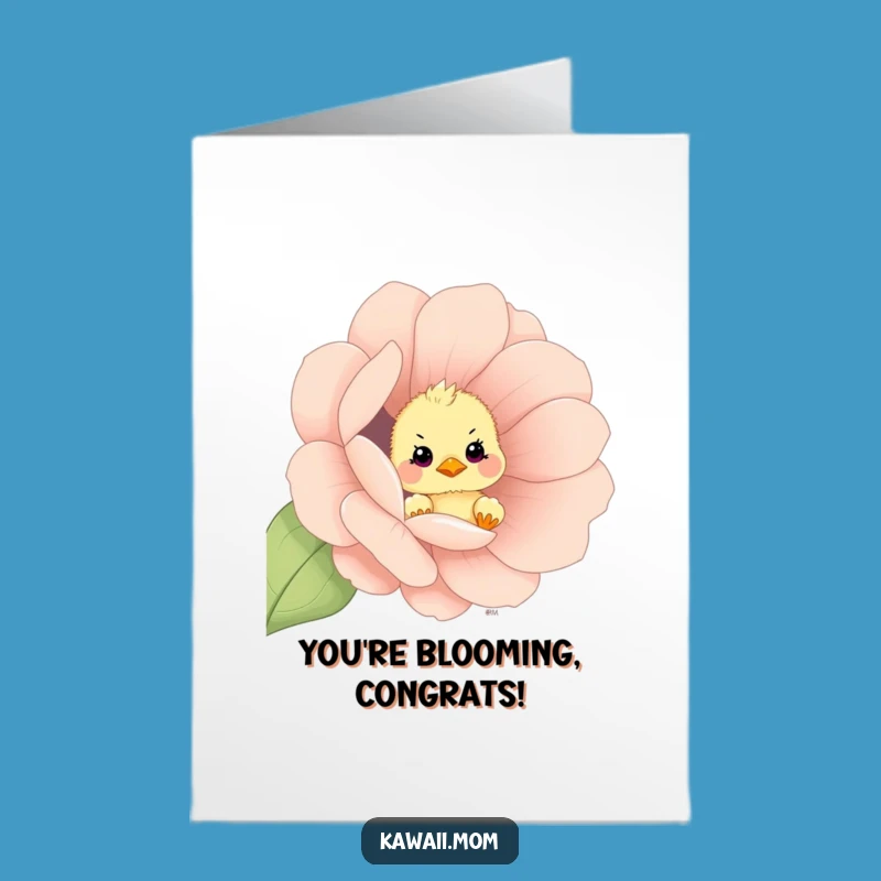 Free Printable Congrats Card: Chick Flower Peek Funny Downloadable Gift