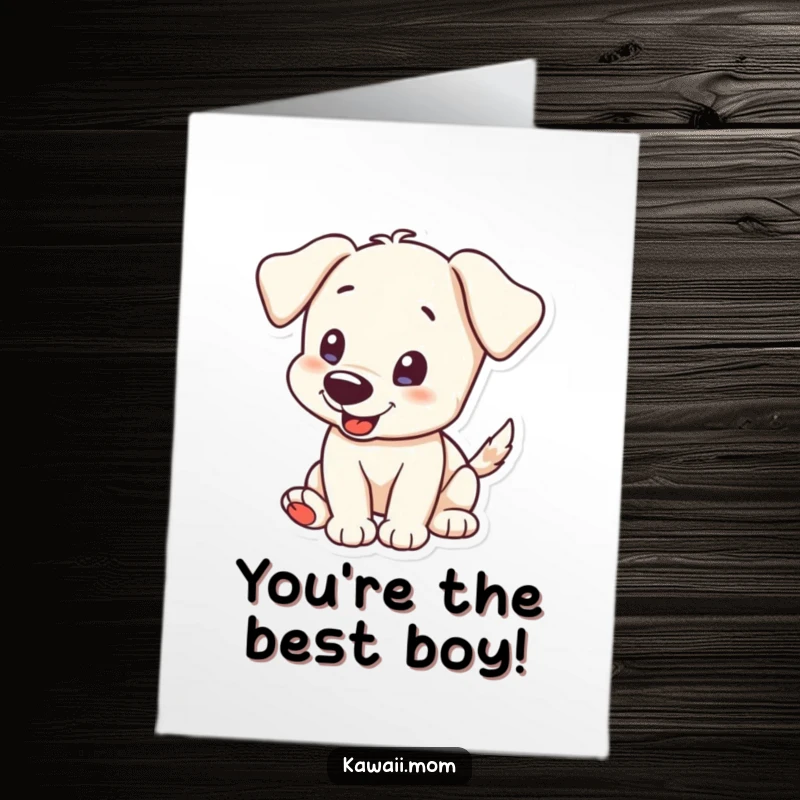 Funny free printable puppy congratulations card, a curious puppy wagging its tail with pure excitement.