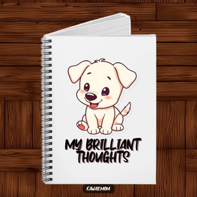Funny Notebook: Features an excited puppy character with its tail wagging, ideal for jotting down notes and exciting thoughts.