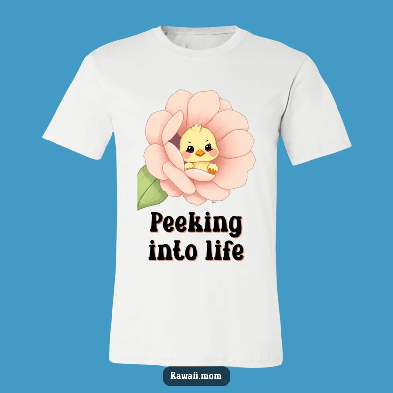 Funny Chick Flower Peek T-Shirt - Cute Baby Bird Design Gift
