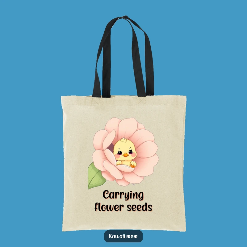 Funny Chick Flower Peek Tote Bag - Your Blooming Shopping Companion Gift