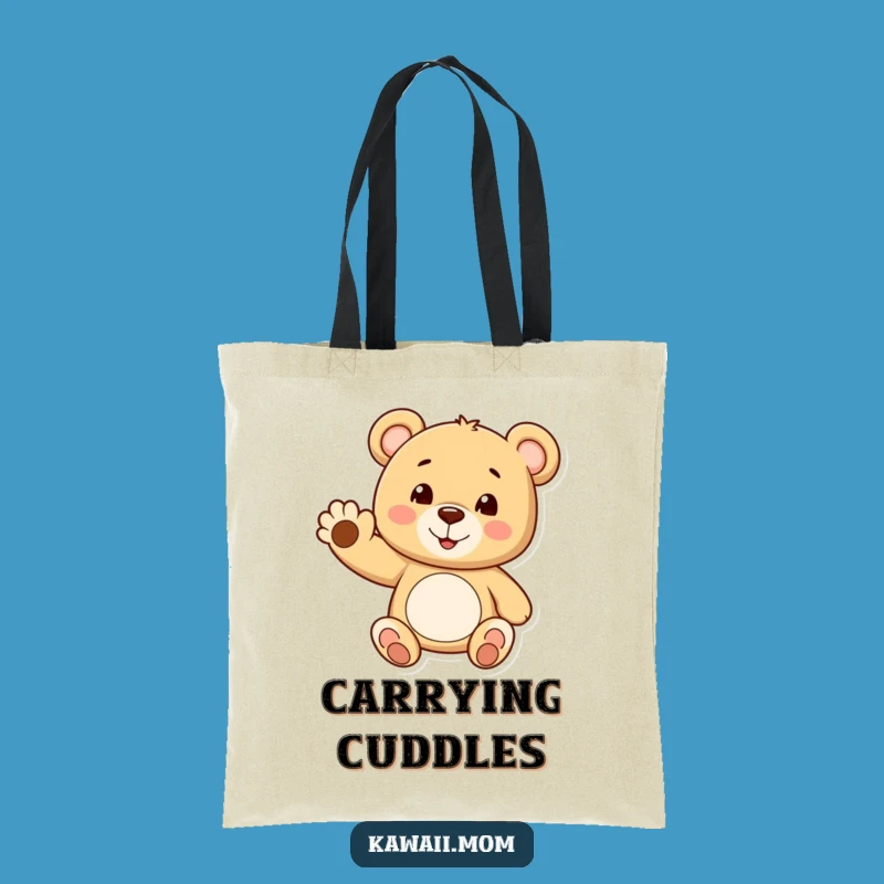 Funny Teddy Bear Wave Tote Bag - Chic Character Carryall for Everyday Friendliness