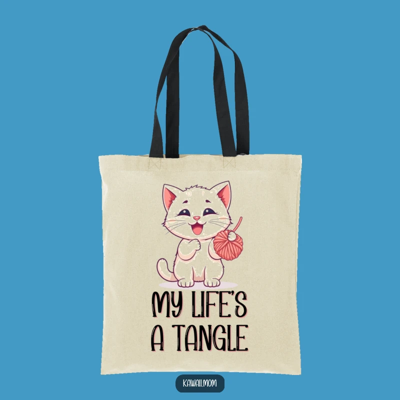 Funny Kitten Yarn Ball Tote Bag: Playful Character Accessory, Perfect Humorous Gift